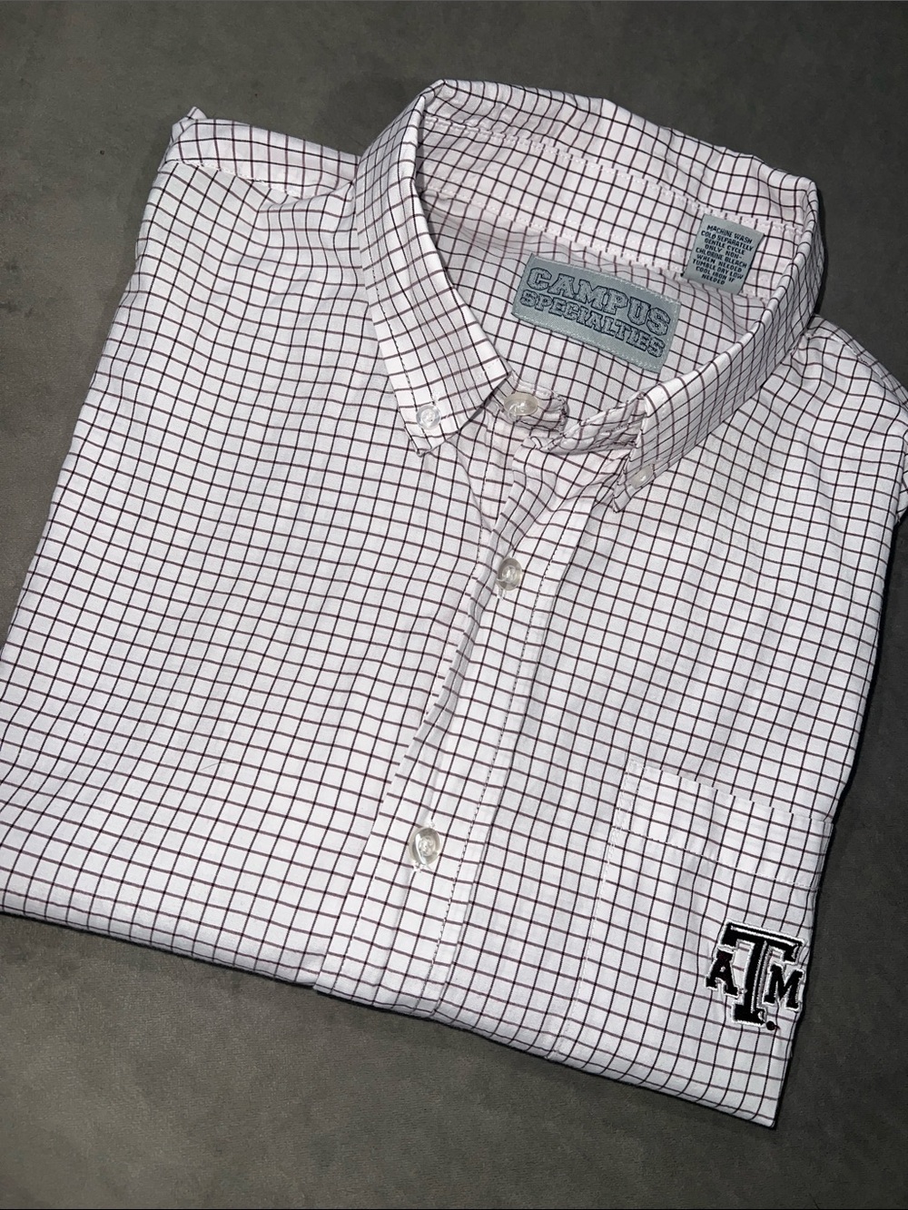 Men's Checked Button-Down Shirt with Embroidered Logo - White/Black